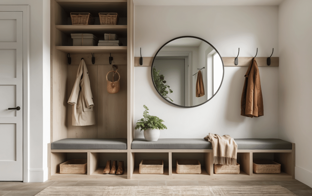 Hallway with built-in functional home storage